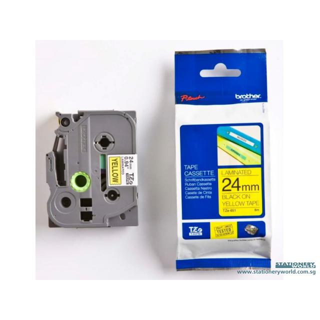 Brother Tape Cassette Black on Yellow 24mm TZE651